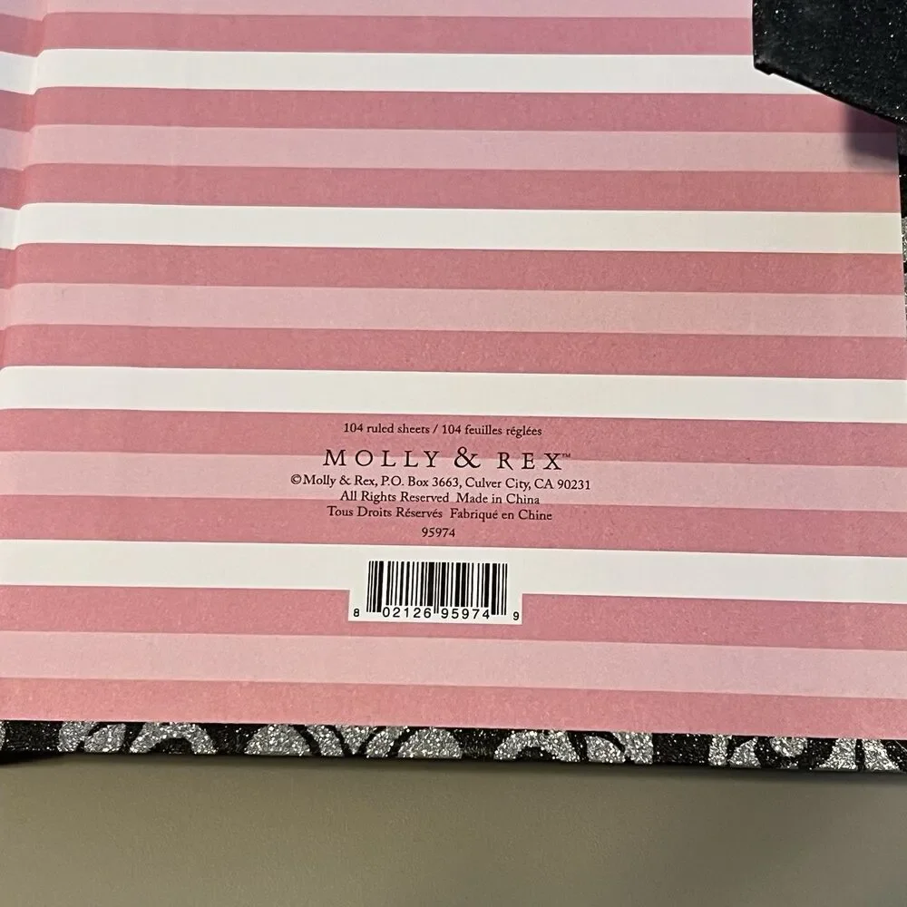Molly & Rex Victorian Flower Glitter Magnetic Strap Journal 104 Ruled Pages NEW